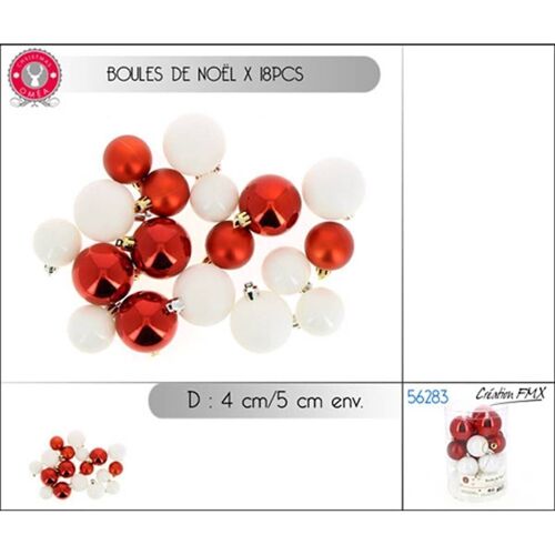 Boules de Noël 4 Cm/5 Cm par 18 pcs