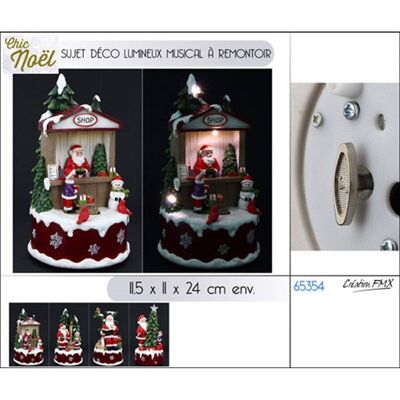 Luminous Christmas Decoration with Musical Box with Winder 11.5x11x24cm