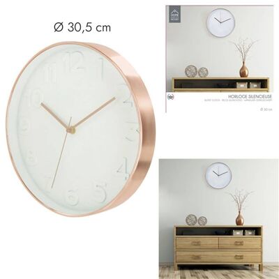 Reloj Redondo Cobre Blanco 30,5 cm