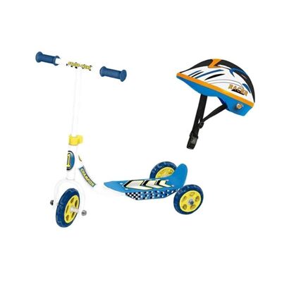 Patinete infantil de 3 ruedas (15 cm y 12 cm), plataforma de PP + casco