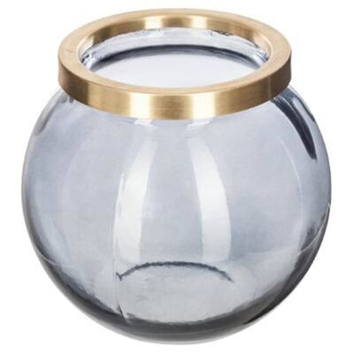 Tealight Holder Glass & Brass H13