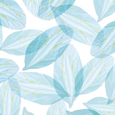 Placemats | Washable placemats - blue leaves - 4 pieces made of first-class vinyl (plastic) 40 x 30 cm