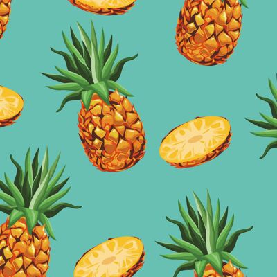 Placemats | Washable placemats - tropical pineapple - 4 pieces made of first-class vinyl (plastic) 40 x 30 cm