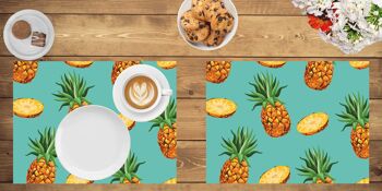 Napperons | Sets de table lavables - ananas tropical - 4 pièces en vinyle de première qualité (plastique) 40 x 30 cm 2
