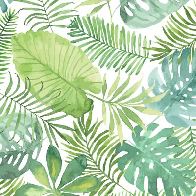 Placemats | Washable placemats - tropical green palm leaves - 4 pieces made of first-class vinyl (plastic) 40 x 30 cm