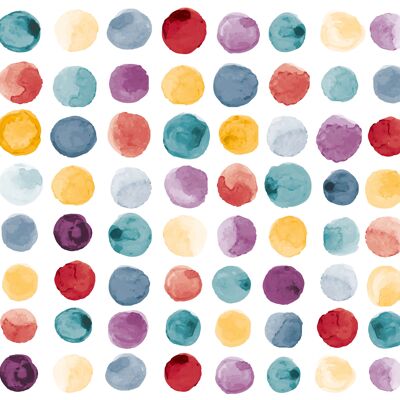 Placemats | Washable placemats - colorful dots pattern - 4 pieces made of first class vinyl (plastic) 40 x 30 cm