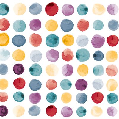 Placemats | Washable placemats - colorful dots pattern - 4 pieces made of first class vinyl (plastic) 40 x 30 cm