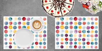 Napperons | Sets de table lavables - motif à pois colorés - 4 pièces en vinyle de première classe (plastique) 40 x 30 cm 2