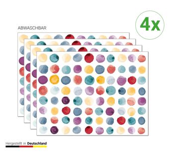 Napperons | Sets de table lavables - motif à pois colorés - 4 pièces en vinyle de première classe (plastique) 40 x 30 cm 3