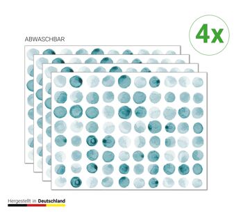 Napperons | Sets de table lavables - motif pois verts - 4 pièces en vinyle de première qualité (plastique) 40 x 30 cm 3