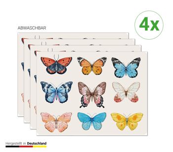 Napperons | Sets de table lavables - papillons colorés - 4 pièces en vinyle de première classe (plastique) 40 x 30 cm 3