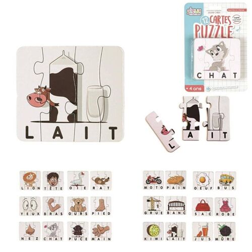 Carte Puzzle Mots 12 x 9 x 10 Cm Blanc