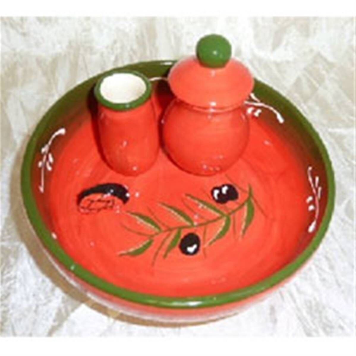 Piatto Noccioli Oliva Maculato Rosso Verde Oliva