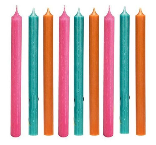 Cactula luxury dinner candles 9 pcs - 28 cm - high quality, colored Happy - Pink Turquoise Orange