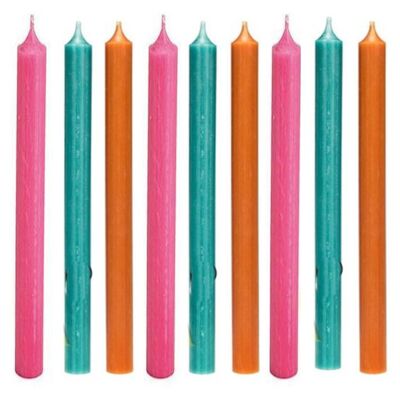 Cactula luxury dinner candles 9 pcs - 28 cm - high quality, colored Happy - Pink Turquoise Orange