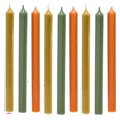 Cactula luxury dinner candles 2.1 x 28 cm 9 pcs in 3 colors Modern Seventies - Yellow Orange Olivegreen