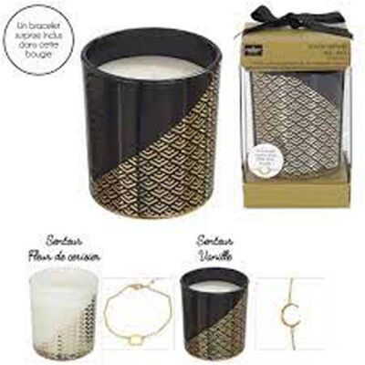 Scented Candle Golden Motif Surprise Jewel Height 8 Cm