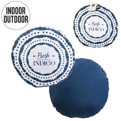 Blue Round Outdoor Deco Cushion