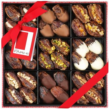 Chocolat belge et sélection de dattes Medjool farcies dans un coffret cadeau 2