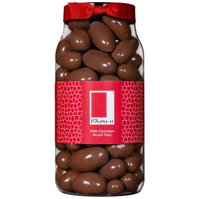 Milk Chocolate Coated Brazil Nuts in a Gourmet Gift Jar