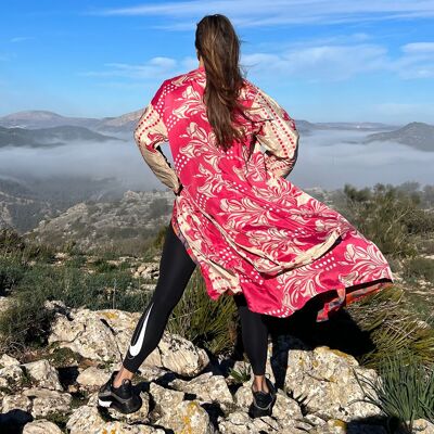 Kimonos longs réversibles XL. Kimonos en soie pour femme, pack de 10