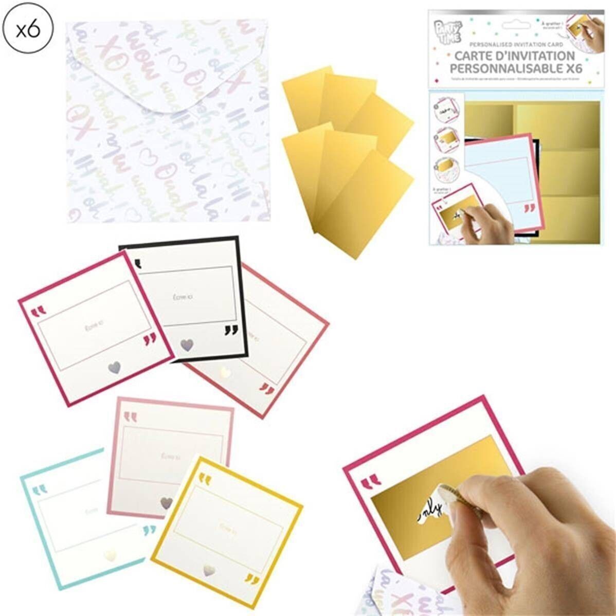 Biglietto d'invito personalizzabile da grattare da 6