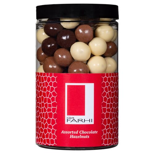 Assorted Chocolate Coated Hazelnuts in a Gift Jar