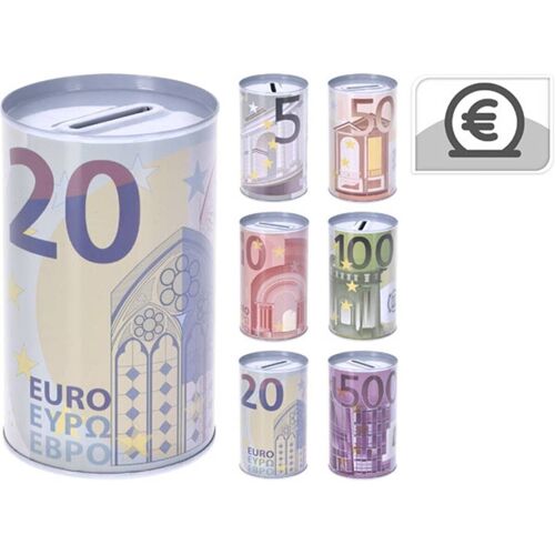 Tirelire Metal Billet Euros 80 x 127 mm 6 Asssorties