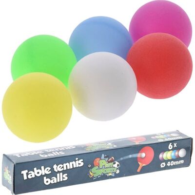 Schachtel mit 6 farbigen Tischtennisbällen