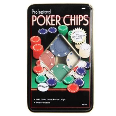 Poker-Metallbox mit 100 Chips