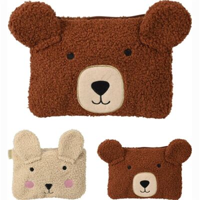 Trousse Peluche Enfant 2 Design Assortis  20 x 14 Cm