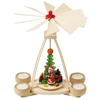 Teelichtpyramide mit Weihnachtsmann, 25 cm