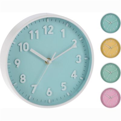 8 Inch Wall Clock 4 Assorted Colors