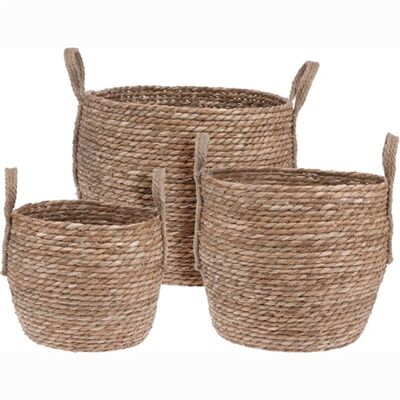 Set of 3 Reed Baskets 3 Sizes