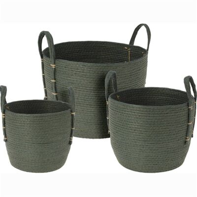 Set of 3 Dark Green Basket 3 Sizes