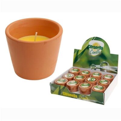 Bougie Citronelle dans Pot en Terre Cuite 7,7 x 6,3 Cm