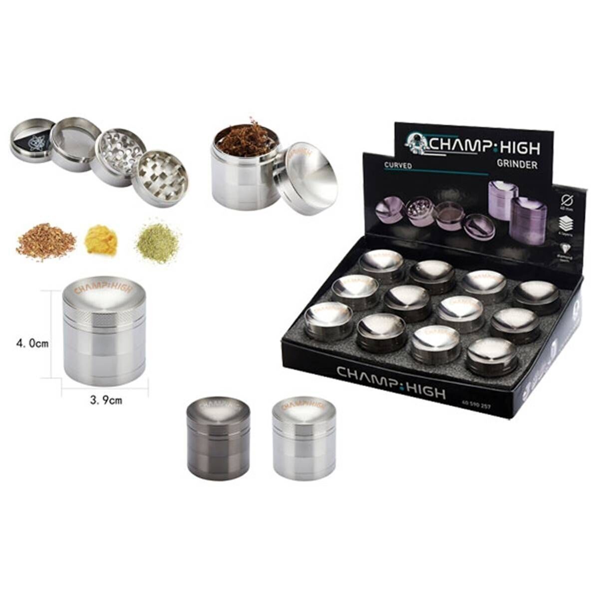 Grinder in metallo curvo da 40 mm