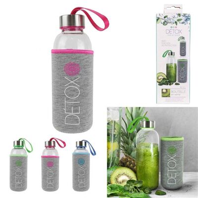 Glass Transport Bottle With Pouch 400 ml