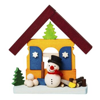 Maison avec bonhomme de neige en décoration d'arbre -3 motifs différents- 4