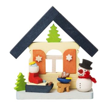 Maison avec bonhomme de neige en décoration d'arbre -3 motifs différents- 6