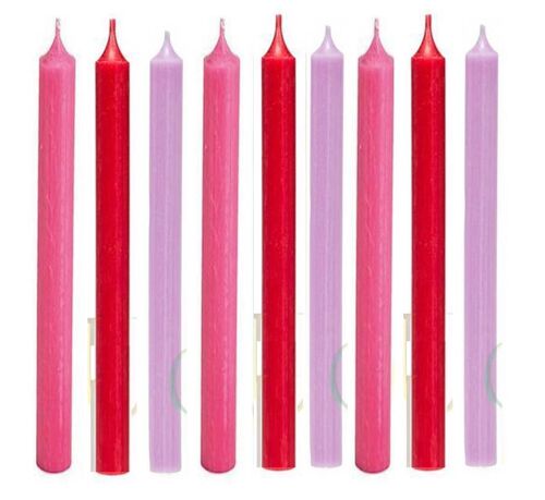 Cactula high quality dinner candles 2.1 x 28 cm set of 9 pieces - Groocy - Pink Red Lila