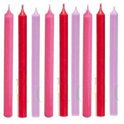 Cactula high quality dinner candles 2.1 x 28 cm set of 9 pieces - Groocy - Pink Red Lila