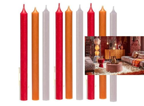 Cactula high quality 2.1 x 28 cm dinnercandles  in three colors Nomad - Orange Red Nude