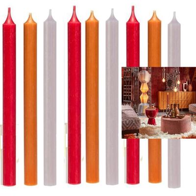 Cactula high quality 2.1 x 28 cm dinnercandles  in three colors Nomad - Orange Red Nude