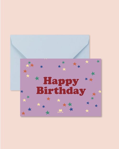 Carte anniversaire - Happy birthday petits étoiles