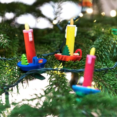 Candela su staffa come decorazione dell'albero -6 diversi colori-