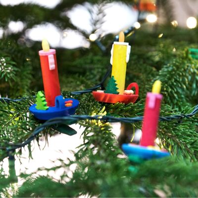 Candle on bracket as tree decoration -6 different colors-