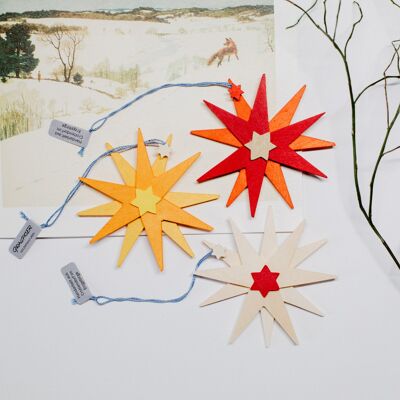 Christmas stars as tree decorations -3 different colors-