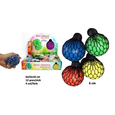 Netz-Gehirnball 6 cm, 4 Farben