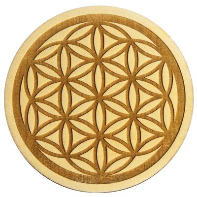 hollow wooden flower of life engraved with 2 petals from 5 to 30cm depending on the model